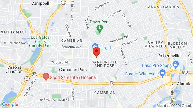Map of the area around Dance Boulevard, 1824 Hillsdale Avenue, San Jose, CA, 95124, United States