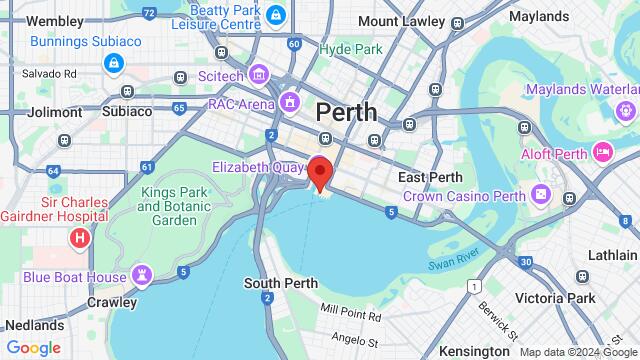 Map of the area around Crystal Swan Cruise, Perth, Australia, Perth, WA, AU