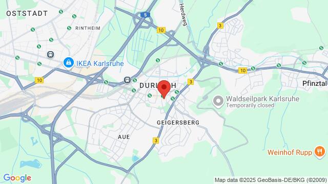 Mapa de la zona alrededor de Karlsburg Castle, Pfinztalstraße 9, 76227 Karlsruhe, Germany