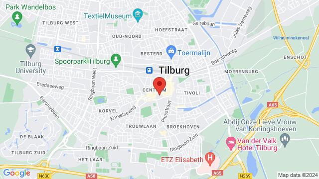 Map of the area around Stadhuisplein, Tilburg