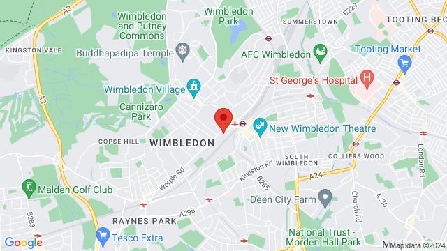 Map of the area around Wimbledon Salsa and Bachata Club, Wimbledon Salsa & Bachata Club, 44 St George's Rd, London, SW19 4ED, United Kingdom