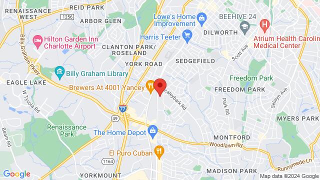 Mapa de la zona alrededor de Jazzercise Charlotte Fitness Center LoSo, South Boulevard, Charlotte, NC, USA