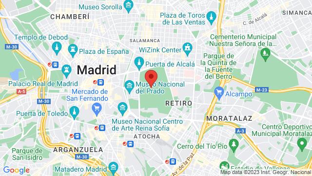 Map of the area around Parque del Retiro de Madrid