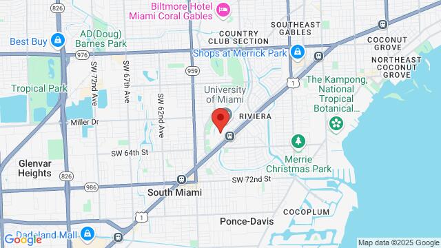 Map of the area around 1245 Dauer Drive, Miami, FL 33146, Miami, FL, US