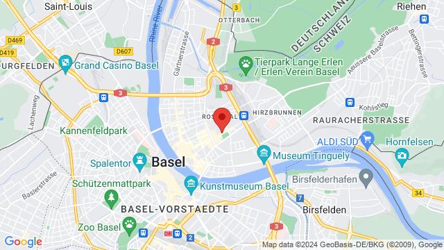 Kaart van de omgeving van Messeturm, Messeplatz, Basel BS