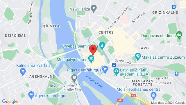 Mapa de la zona alrededor de Amatu iela 6, Rīga, LV-1050, Latvija,Riga, Latvia, Riga, RI, LV