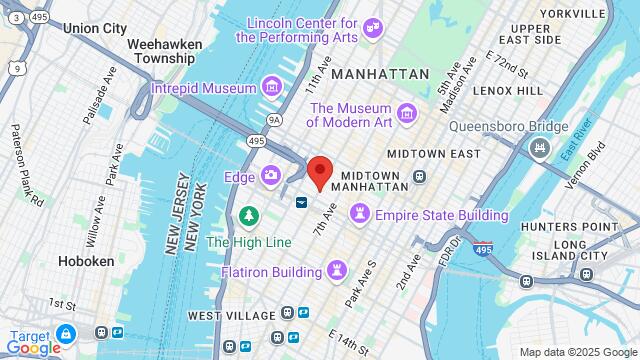 Map of the area around Sounds of Brazil, 500 8th Ave Fl 4, Manhattan, New York, NY, 10018, United States