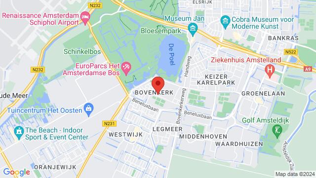 Carte des environs VOKA, Vierlingsbeeklaan 24, Amstelveen, The Netherlands