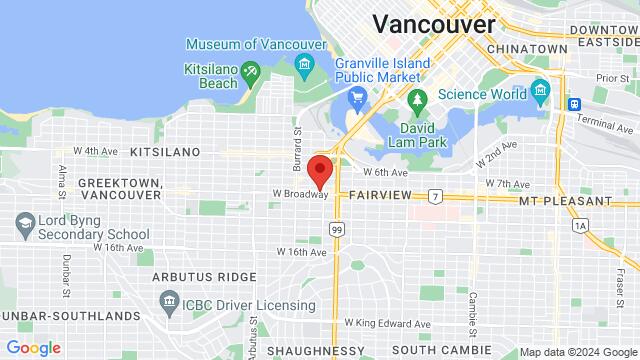 Karte der Umgebung von 1627 W Broadway, 1627 W Broadway, Vancouver, BC, V6J 1W9, Canada