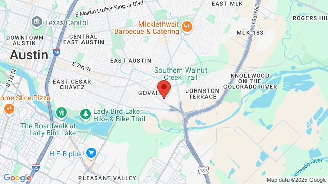 Map of the area around Cabana Club Austin, 5012 E 7th St, Austin, 78702, United States