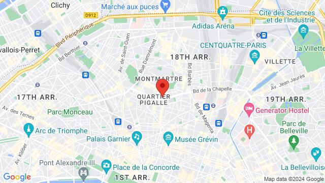 Map of the area around 120 Boulevard de Rochechouart,Paris, France, Paris, IL, FR