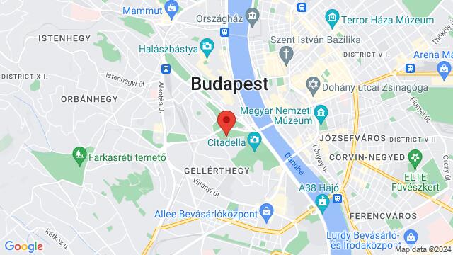 Map of the area around Garden of Philosophers, Budapest, 1016 Hungary