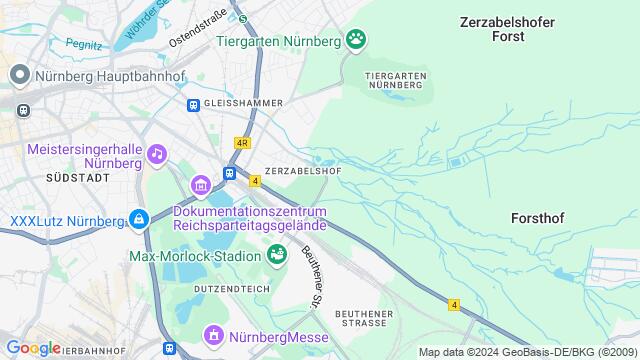 Map of the area around 90 Nuremberg, Germany