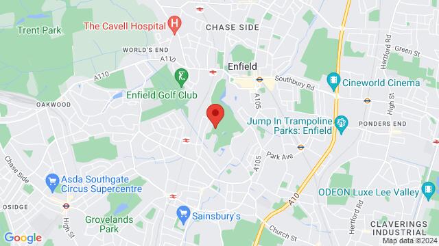 Map of the area around Bush Hill Park Golf Club, Bush Hill Road, London, N21 2BU, United Kingdom