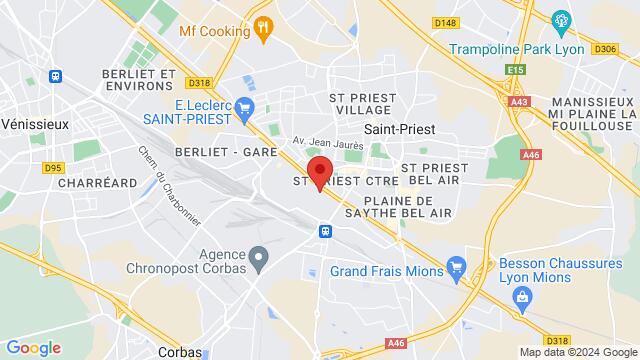 Map of the area around 21 RUE ARISTIDE BRIAND 69800 ST PRIEST, Lyon, RH, FR
