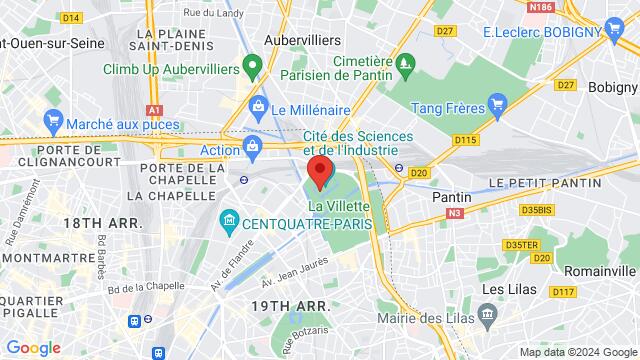 Map of the area around 30 Avenue Corentin Cariou 75019 Paris