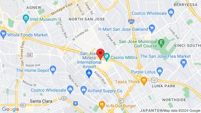 Map of the area around DoubleTree by Hilton Hotel San Jose, Gateway Place, San Jose, CA, USA