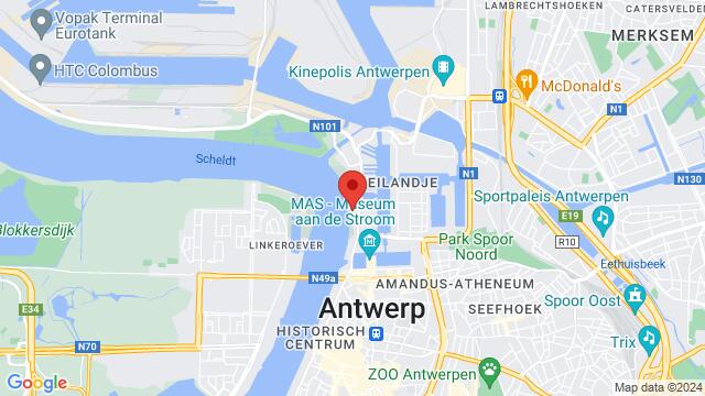 Map of the area around Bocadero Rijnkaai 150 2000 Antwerpen