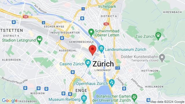 Karte der Umgebung von Europaplatz Europaallee 28004 Zürich