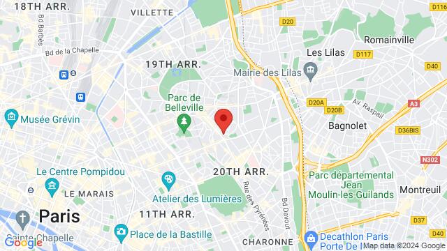 Map of the area around 3 Rue de l'Est, 75020 Paris, France,Paris, France, Paris, IL, FR