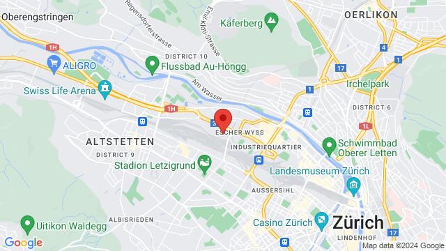 Map of the area around Pfingstweidstrasse 103, 8005 Zürich