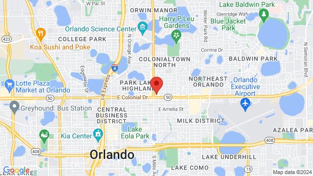 Map of the area around Salsa Synergy Dance Company, 1222 Woodward Street unit 104 & 105, Orlando, FL, 32803, United States