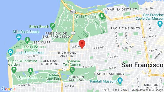 Map of the area around SalsaCrazy Mondays, Neck of the Woods, 406 Clement Street, San Francisco, CA 94118, San Francisco, CA, 94118, US