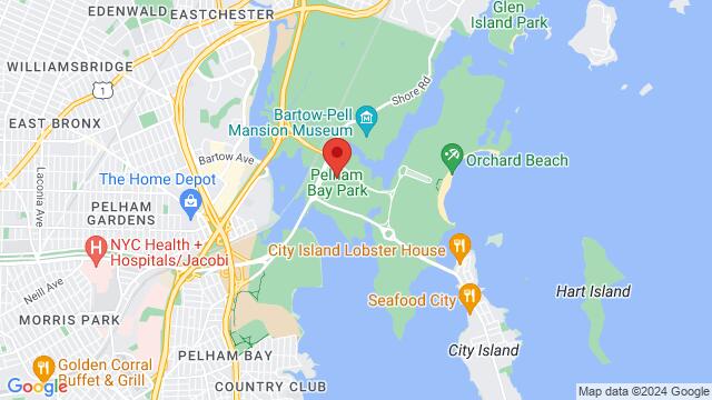 Mapa de la zona alrededor de Orchard Beach (Pelham Bay Park), Bronx, NY 10464