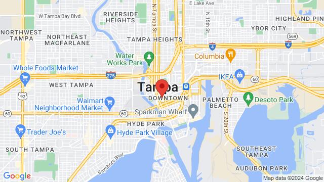 Map of the area around The Vault, 611 North Franklin Street, Tampa, FL, 33602, United States