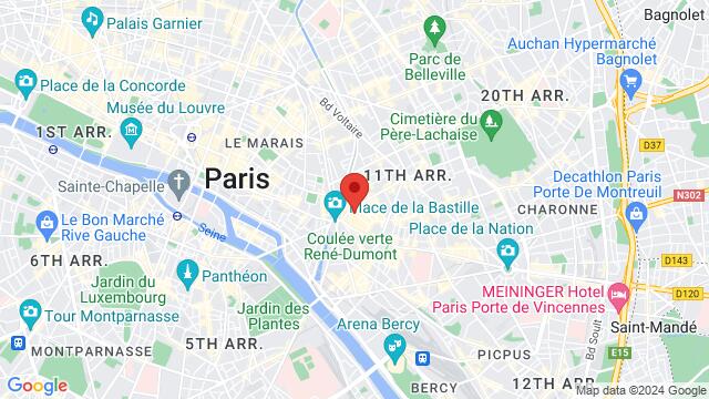 Map of the area around 9 Rue de Lappe, 75011, Paris, IL, FR