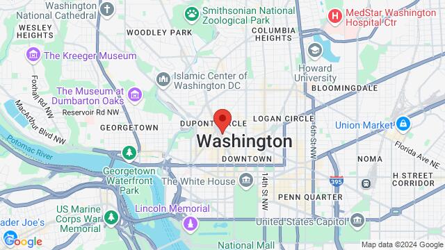 Map of the area around 1343 Connecticut Ave NW, 20036, Washington, DC, US