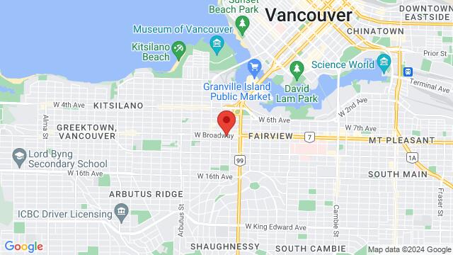 Map of the area around Sana Counselling, 1638 W Broadway, Vancouver, BC V6J, Canada,Vancouver, British Columbia, Vancouver, BC, CA