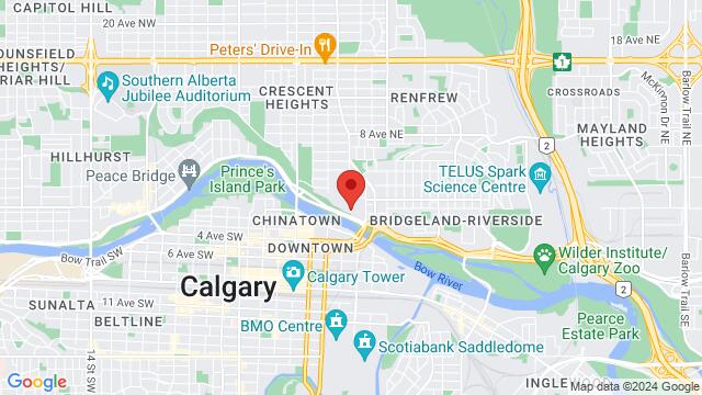 Map of the area around St. Vladimir's Ukrainian Orthodox Sobor, Meredith Road Northeast, Calgary, AB, Canada