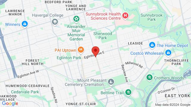 Map of the area around Smokeshow BBQ, 744 Mt. Pleasant Rd., Toronto, Ontario, Canada