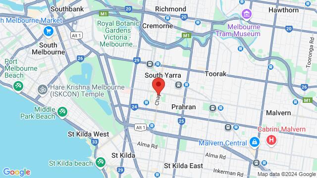 Map of the area around The Space Dance & Arts Centre, 318 Chapel Street, Prahran, VIC 3181, Prahran, 3181, Australia