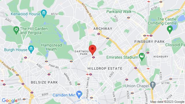 Map of the area around FUNKY MAMBO, 178 Junction Rd, Tufnell Park, London, N19 5QQ, GB