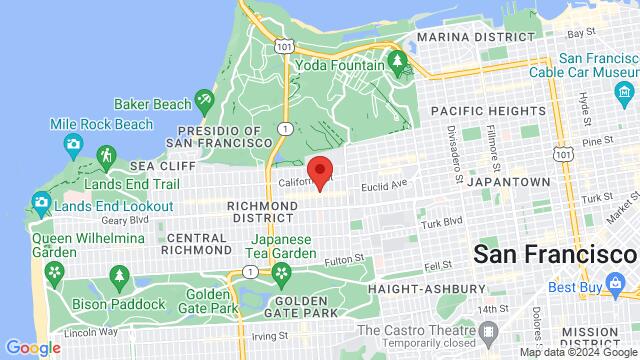 Map of the area around 406 Clement Street, 94118, San Francisco, CA, US