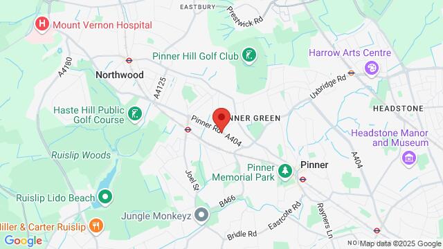 Map of the area around Pinner Green Social Club, Rickmansworth Road, London, HA5 3TJ, United Kingdom